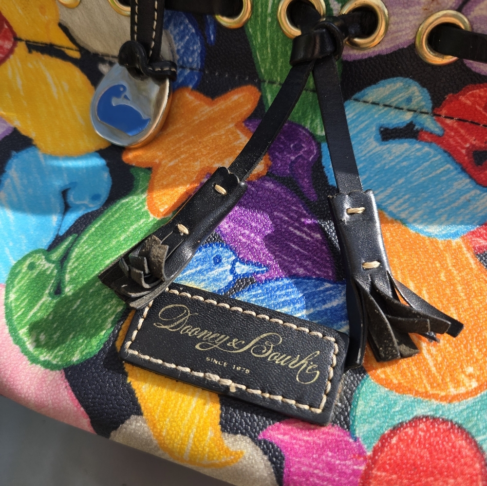 Vintage Y2K 90s Dooney & Bourke Multicolor Rainbow - -Wonder Duck - Leather Bag - Picture 2 of 8